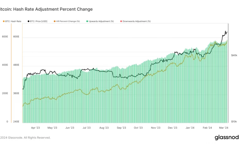 Bitcoin Hash Rate Percent Change: (Source: Glassnode)